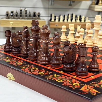 Шахматы подарочные деревянные Хохлома