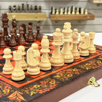 Шахматы подарочные деревянные Хохлома