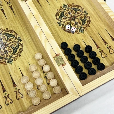 Набор 3 в 1 шахматы нарды шашки Гжель