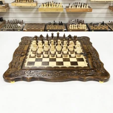 Шахматы нарды шашки резные Герб Бастион большие