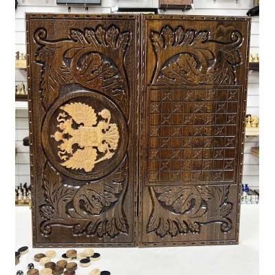 Нарды эксклюзивные деревянные Герб светлый узор