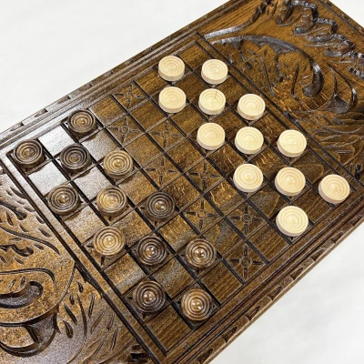 Нарды эксклюзивные деревянные Герб светлый узор