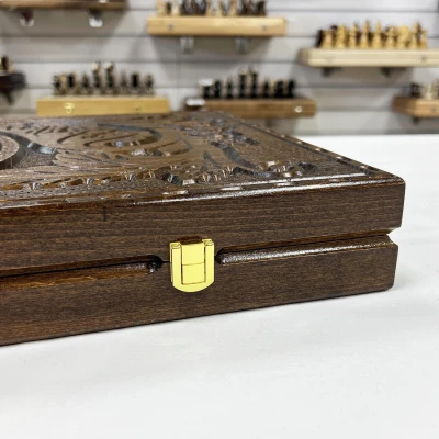 Нарды эксклюзивные деревянные Герб светлый узор