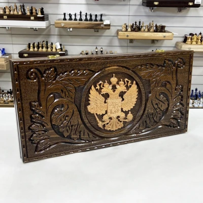 Нарды эксклюзивные деревянные Герб светлый узор