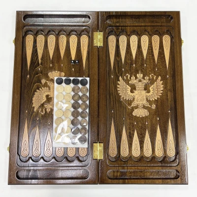 Нарды эксклюзивные деревянные Герб светлый узор