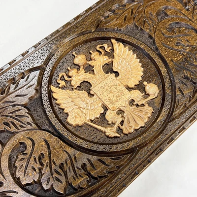 Нарды эксклюзивные деревянные Герб светлый узор