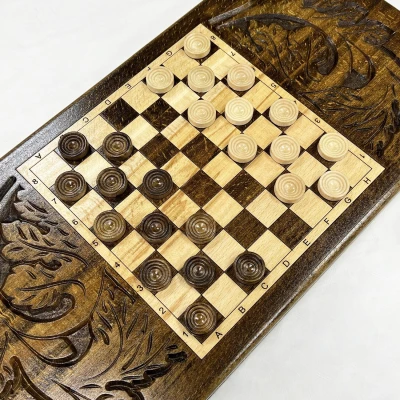 Нарды резные из массива бука Герб металл узорные