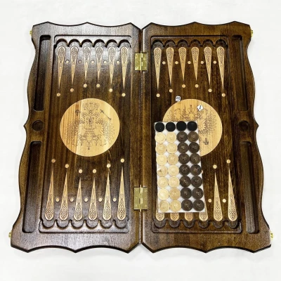 Нарды подарочные из массива бука Герб РФ металл