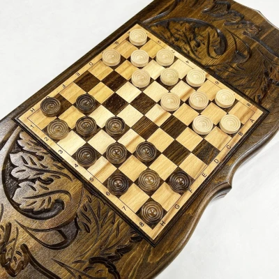 Нарды подарочные из массива бука Герб РФ металл