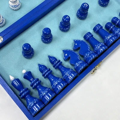 Шахматы подарочные ручной работы роспись Гжель