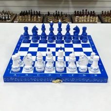 Шахматы подарочные ручной работы роспись Гжель