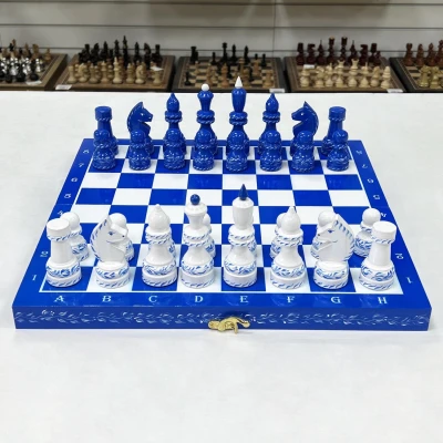 Шахматы подарочные ручной работы роспись Гжель