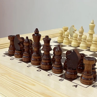 Шахматный стол гроссмейстерский с фигурами и ящиком 73 см