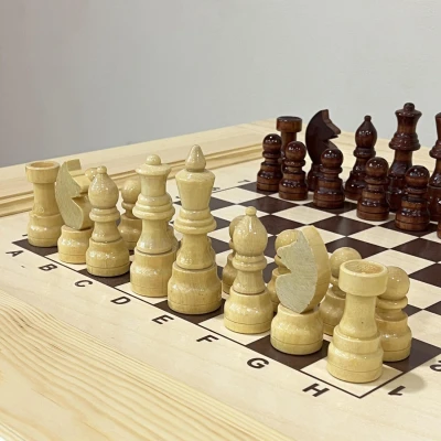 Шахматный стол гроссмейстерский с фигурами и ящиком 73 см