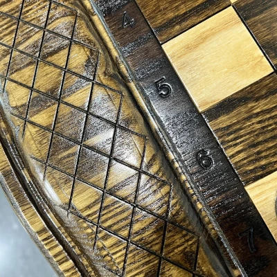 Шахматный стол резной из массива ясеня с фигурами из граба