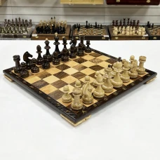 Шахматы эксклюзивные нескладные из ореха и клена Премиальные люкс