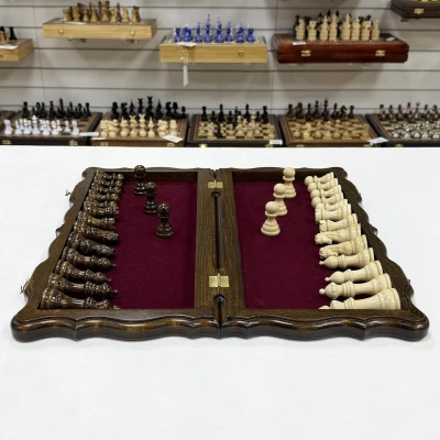 Шахматы деревянные эксклюзивные из ореха и бука Узорные