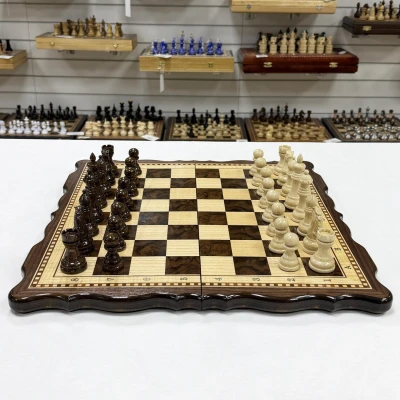 Шахматы деревянные эксклюзивные из ореха и бука Узорные