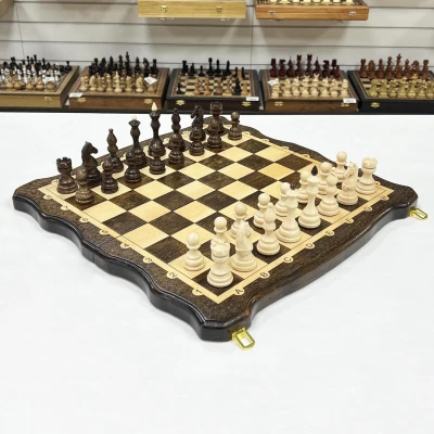 Набор 3 в 1 шахматы нарды шашки из массива бука Бастион матовые