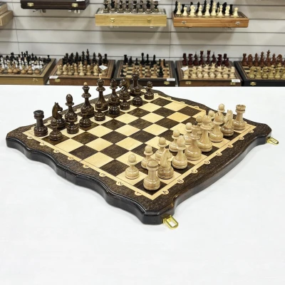 Шахматы нарды шашки резные из бука с фигурами из граба