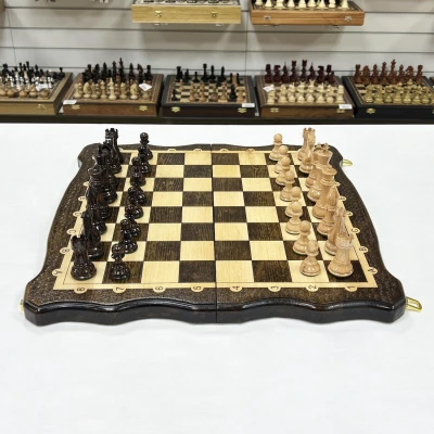 Набор 3 в 1 шахматы нарды шашки из массива бука Суприм