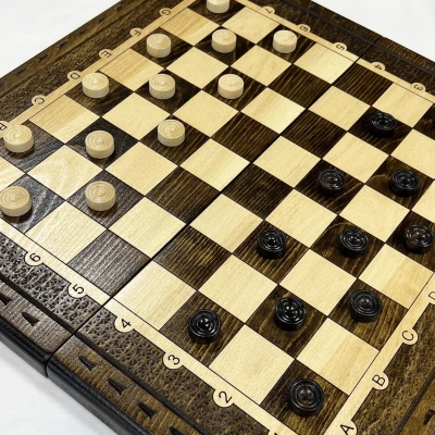 Набор 3 в 1 шахматы нарды шашки Бастион глянцевые