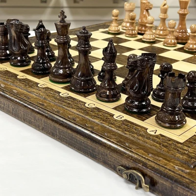 Шахматы нарды шашки из массива бука резные Суприм утяжеленные