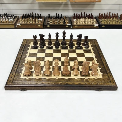 Шахматы нарды шашки из массива бука резные Суприм утяжеленные