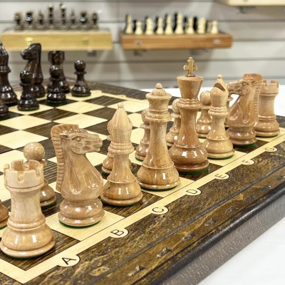 Шахматы нарды шашки из массива бука резные Суприм утяжеленные