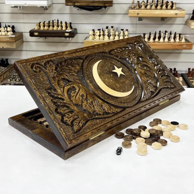 Нарды ручной работы из массива бука 60см Полумесяц