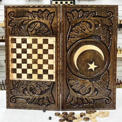 Нарды ручной работы из массива бука 60см Полумесяц