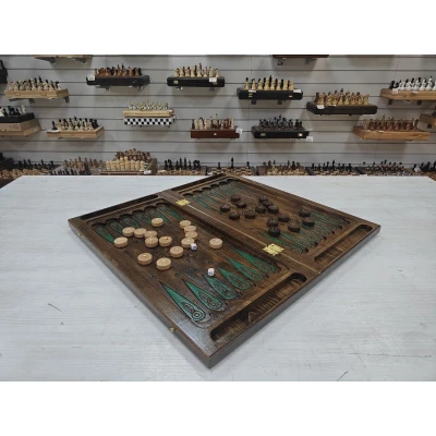 Нарды ручной работы из массива бука 60см Герб РФ