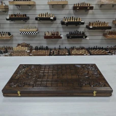 Нарды ручной работы из массива бука 60см Герб РФ