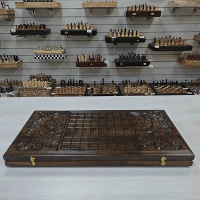 Нарды ручной работы из массива бука 60см Герб РФ