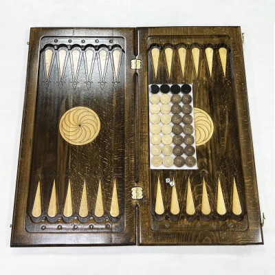 Нарды резные ручной работы из массива бука светлый орнамент большие 60 см