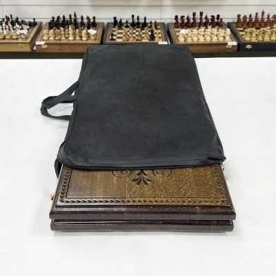 Нарды резные ручной работы из массива бука светлый орнамент большие 60 см