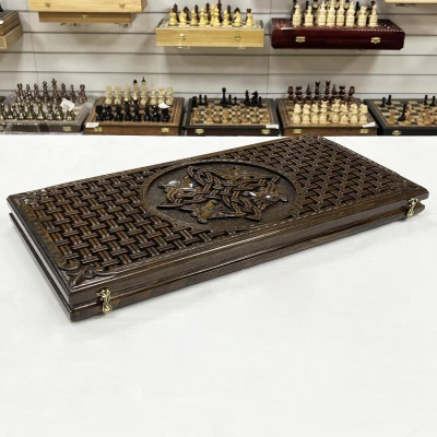 Нарды эксклюзивные деревянные ручной работы 60 см с чехлом