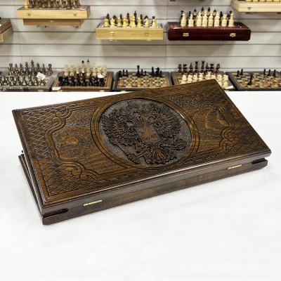 Нарды деревянные подарочные Герб РФ 50 см