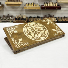 Нарды подарочные деревянные большие Орнамент 9, 60 см в чехле