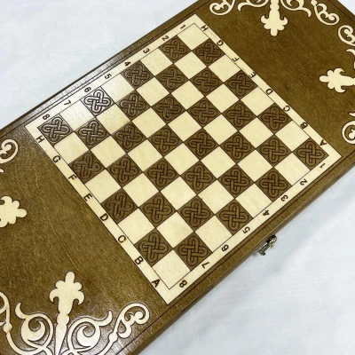 Нарды подарочные деревянные большие Орнамент 9, 60 см в чехле