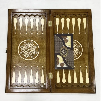 Нарды подарочные деревянные большие Орнамент 9, 60 см в чехле