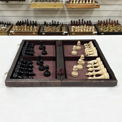 Шахматы из дуба и бука с премиальными, утяжеленными фигурами на доске 45 на 45 см