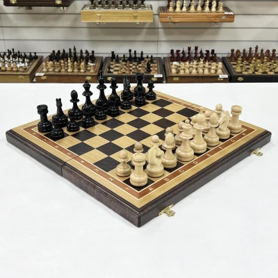 Шахматы из дуба и бука с премиальными, утяжеленными фигурами на доске 45 на 45 см