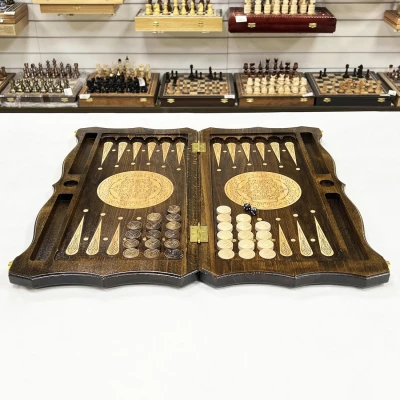 Нарды из массива бука художественная роспись Конь ручная работа 60 см