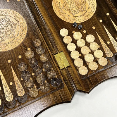 Нарды из массива бука художественная роспись Конь ручная работа 60 см