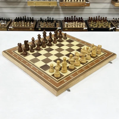 Шахматы профессиональные с утяжеленными фигурами Эндшпиль из самшита и ореха большие