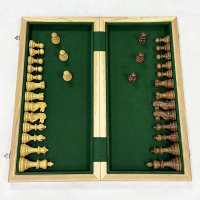 Шахматы профессиональные с утяжеленными фигурами Эндшпиль из самшита и ореха большие