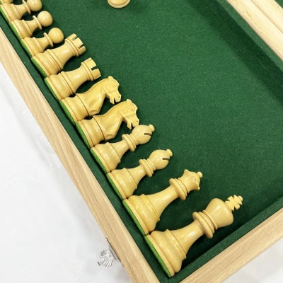 Шахматы профессиональные с утяжеленными фигурами Эндшпиль из самшита и ореха большие