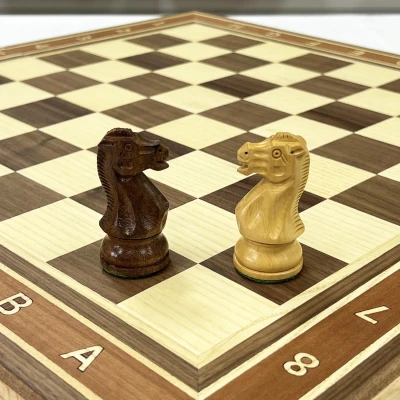 Шахматы профессиональные с утяжеленными фигурами Эндшпиль из самшита и ореха большие
