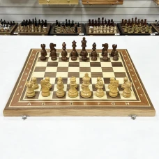 Шахматы профессиональные с утяжеленными фигурами Эндшпиль из самшита и ореха большие